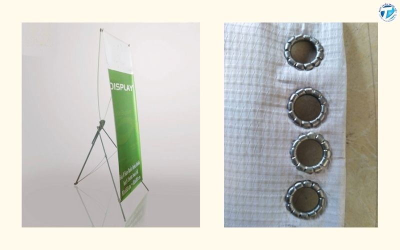 Ứng dụng thực tế của khoen ore gắn khung standee uze 10